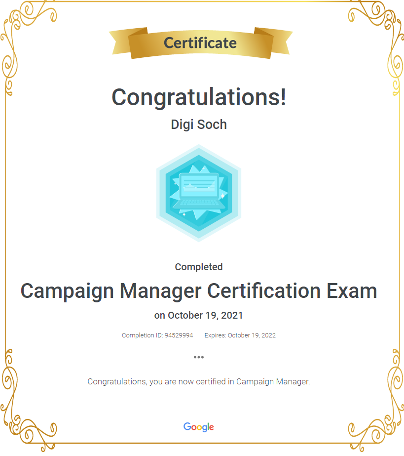 Campaign Manager Certificate